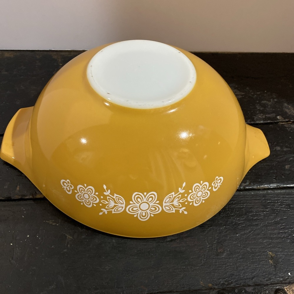 Vintage Pyrex BUTTERFLY GOLD Cinderella Nesting Mixing Bowl Large 4 Quart #444 - Picture 9 of 11